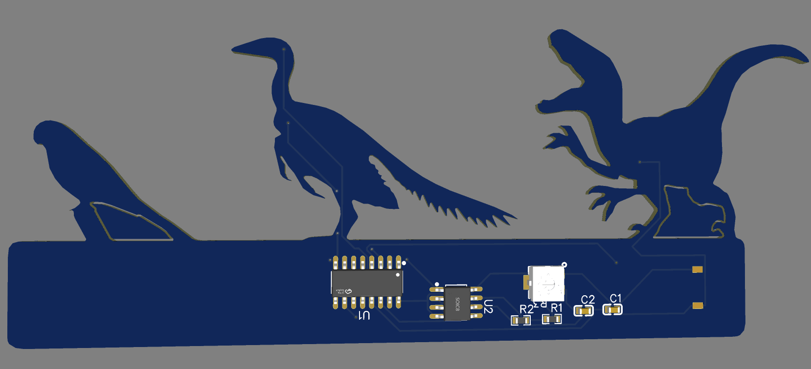 PCB 3D Model - Rear View
